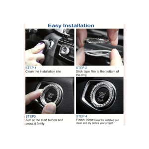 Ornament argintiu universal pentru buton start-stop, cu cristale stralucitoare Cod: JS-21 - Img 3