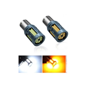 Set 2 becuri o faza T.V. BA15S 84SMD Canbus 12V-24V nonpolar Lumina galbena 1000 lumen 25W Cod: HH001 - Img 4