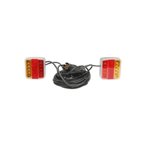 Set lampi LED magnetice pentru remorca, fisa 7 pini, cablu intre stopuri de 2,5m, cablu fisa 7.5m 12V Cod: BK69079 - Img 1