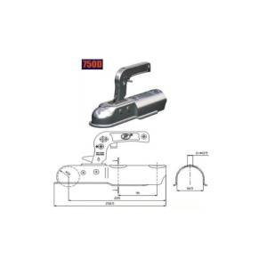 Cupla remorca 750 kg pentru ax rotund 60 mm Cod: 750D - Img 2