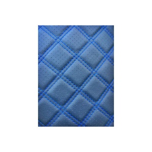 Material imitatie piele tapiterie romb cu gaurele negru/cusatura albastra Cod: Y02NA - Img 1
