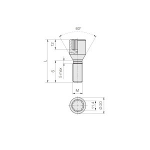 Prezoane pentru jante cu cap ingropat chei imbus M12x1,5 mm, lungime 26mm, cu con drept Cod: B352 - Img 2