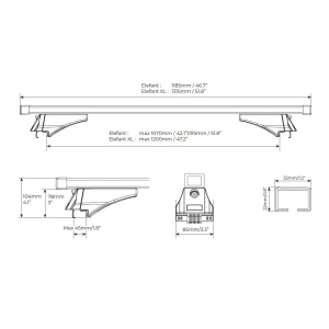 Bare transversale Menabo Elefant pentru Fiat Panda II Cross 2004-2014 - Img 3
