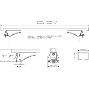 Bare transversale Menabo Elefant XL pentru Land Rover Range Rover 2 Sport (L494) 2014+ - Img 5