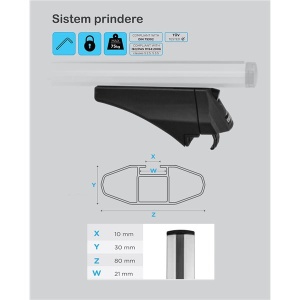 Bare transversale Menabo Leopard Silver XL pentru Volkswagen Passat (B8) Variant 2014+ - Img 9