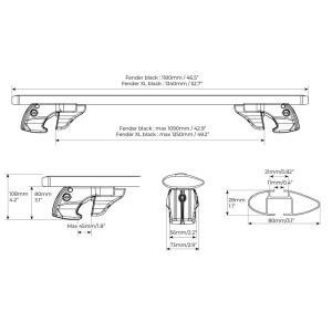Bare transversale Menabo Fender Black XXL pentru Nissan Rasheen 1999-2000 - Img 7