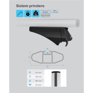 Bare transversale Menabo Leopard Black XL pentru Hyundai Maxcruz (DM) 2012-2018 - Img 9