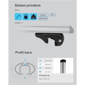 Bare transversale Menabo Brio XL pentru Daihatsu Xenia 2011+ - Img 13