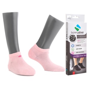 Calzini BonnySilver 113K con 13% Filo d'Argento - Rosa , Antibatterici e Termoregolatori, Ideali per Piedi Sensibili e Diabetici