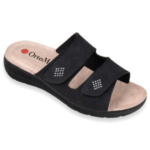 Ciabatte ortopediche, a strappo, da donna, OrtoMed 2622-N18 nere