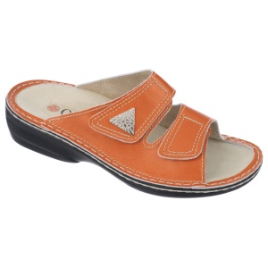 Ciabatte ortopediche, in vera pelle, da donna, OrtoMed 3700-P141 arancione