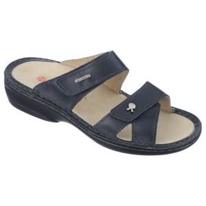 Ciabatte ortopediche, in vera pelle, da donna, OrtoMed 3702-P137 blu scuro