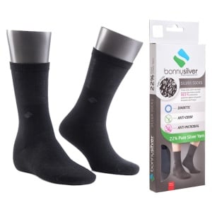 Calze diabetici con filo d'Argento puro 22% BonnySilver 111 nero
