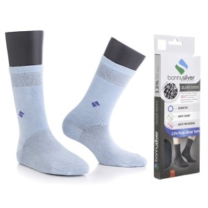 Calzini per diabetici con filo d'Argento puro 13% BonnySilver 112K azzurro