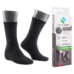 Calze diabetici con filo d'Argento puro 22% BonnySilver 111 nero
