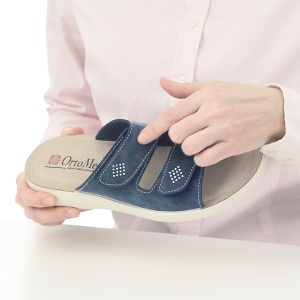 Ciabatte ortopediche, in eco pelle, da donna, OrtoMed 2622-N17 blu