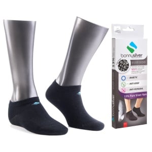 Calzini BonnySilver 113 con 13% Filo d'Argento - Nero, Antibatterici e Termoregolatori, Ideali per Piedi Sensibili e Diabetici