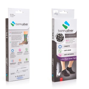 Calzini BonnySilver 113K con 13% Filo d'Argento - Rosa , Antibatterici e Termoregolatori, Ideali per Piedi Sensibili e Diabetici