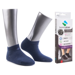 Calzini BonnySilver 413 con 13% Filo d'Argento - Blu, Antibatterici e Termoregolatori, Ideali per Piedi Sensibili e Diabetici