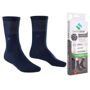 Calzini BonnySilver 311 con 22% Filo d'Argento - Blu, Antibatterici e Termoregolatori, Ideali per Piedi Sensibili e Diabetici