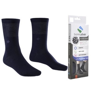 Calzini per diabetici con filo d'Argento puro 13% BonnySilver 312 blu scuro
