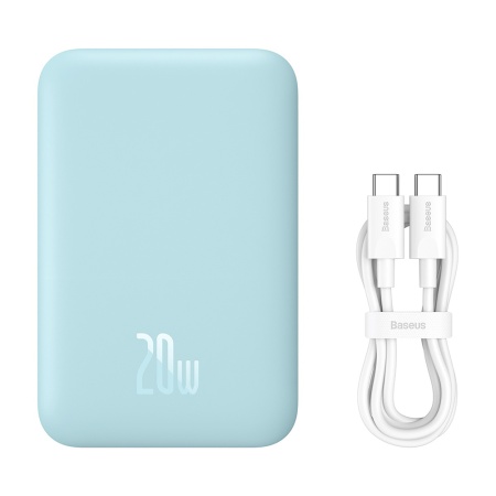 Acumulator Extern Type-C, Incarcare Wireless, 20W, 6000mAh + Cablu Type-C, 30cm - Baseus Mini Air (P10059002313-00) - Blue