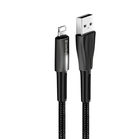 Cablu Date, USB la Lightning, LED, 2.4A, 1m - ColorWay (CW-CBUL035-BK) - Black