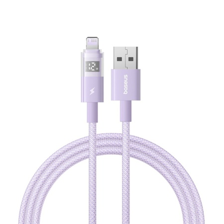 Cablu de Date cu Afisaj Digital, USB la Lightning, 2.4A, 2m - Baseus Display 2 (P10382700511-01) - Nebula Purple