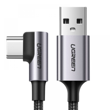 Cablu de Date USB la Type-C, 18W, 3A, 480Mbps, QC3.0, 2m - Ugreen Right Angle US284 (50942) - Space Gray