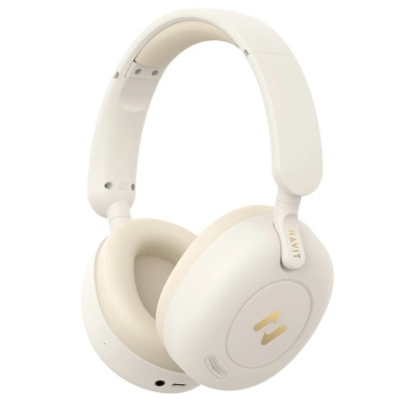 Casti cu Husa de Protectie, Bluetooth 5.3, Hybrid ANC, 700mAh, USB-C - Havit (H655BT Pro) - Beige