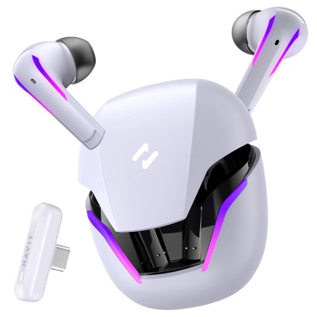 Casti fara Fir pentru Jocuri Video, Bluetooth 5.3, RGB, Type-C, 400mAh - Havit (TW970) - White
