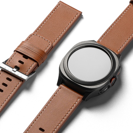 Curea pentru Fossil Hybrid 24mm / Mobvoi TicWatch Pro 5 / Suunto 9 / Suunto 9 Baro / Suunto D5 - Ringke Leather One Basic Bold - Brown