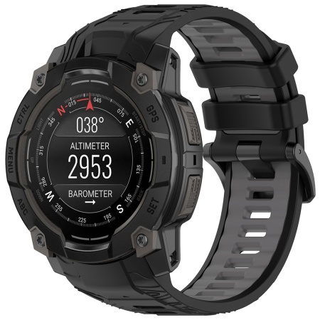 Curea pentru Garmin Instinct 3 45mm / Instinct 3 45 Solar - Techsuit Watchband 22mm (W077) - Black/Gray