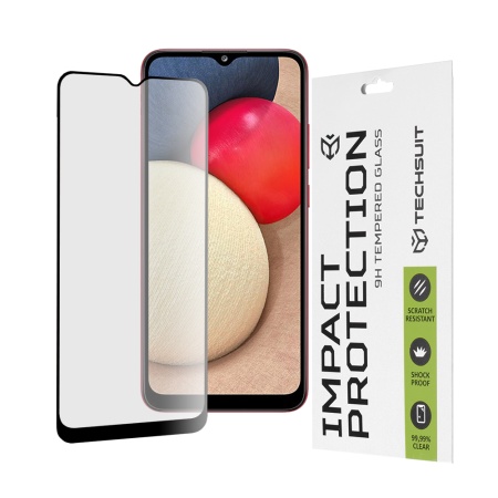 Folie pentru Samsung Galaxy A02s / A03 / A03s / A03 Core / A04e / M04 - Techsuit 111D Full Cover / Full Glue Glass - Black