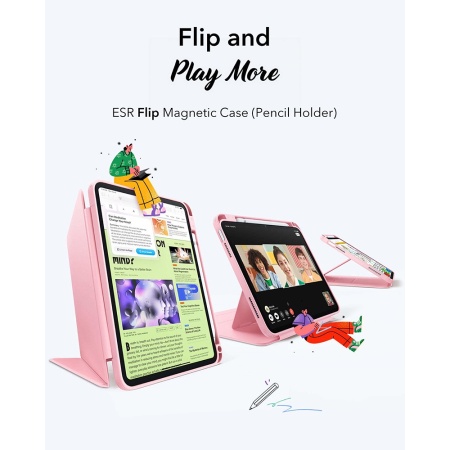Husa pentru iPad 10 (2022) 10.9 / 11 (2025 - ESR FlipÂ Hybrid (with Pencil Holder) - Pink