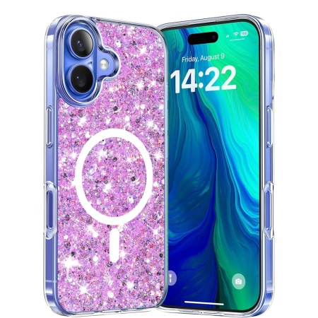 Husa pentru iPhone 16 Plus - Techsuit Sparkly Glitter MagSafe - Magenta