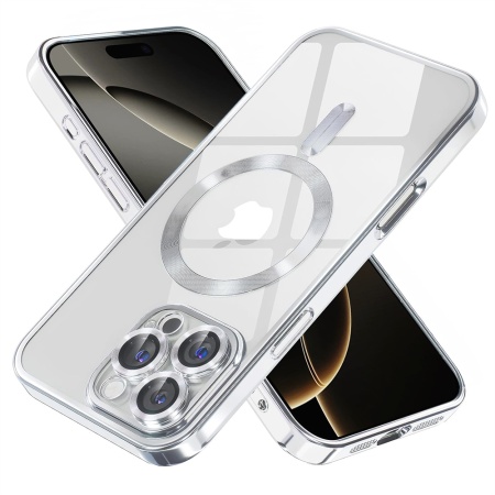 Husa pentru iPhone 16 Pro Max - Techsuit Luxury Crystal MagSafe - Silver
