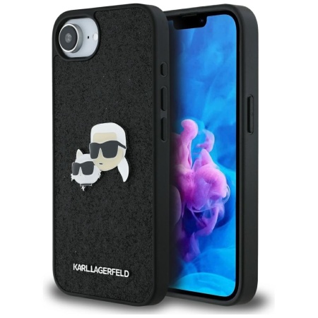 Husa pentru iPhone 16e - Karl Lagerfeld Hardcase Glitter Fixed (KLHCPSE4PFGKCPK) - Karl&Choupette Head