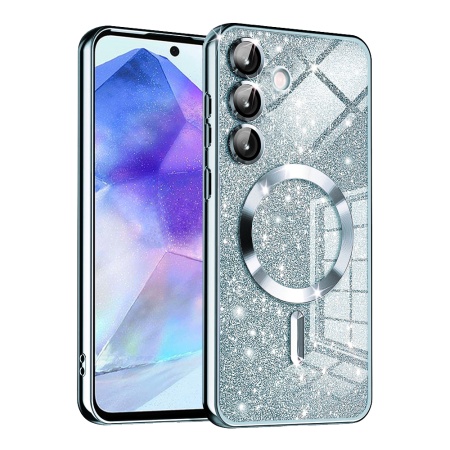 Husa pentru Samsung Galaxy A55 5G - Techsuit Luxury Glitter MagSafe - Light Blue