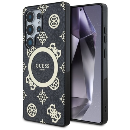 Husa pentru Samsung Galaxy S25 Ultra - Guess IML Peony On 4G Background MagSafe (GUHMS25LH4PYEEK) - Black