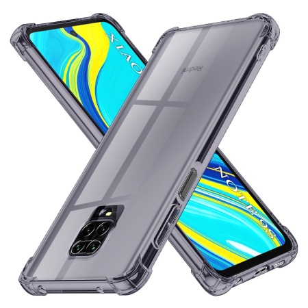 Husa pentru Xiaomi Redmi Note 9S / Note 9 Pro / Note 9 Pro Max - Techsuit Shockproof Clear Silicone - Smoke Black