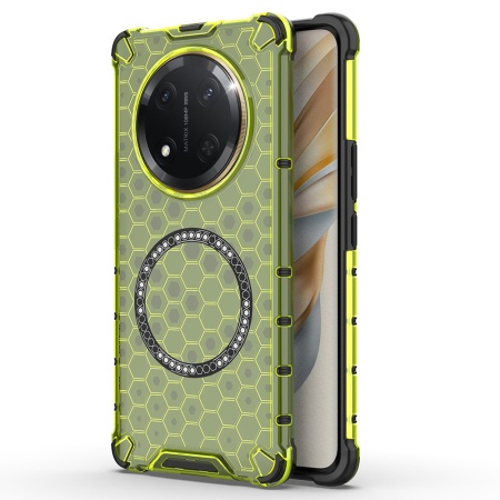 Husa transparenta pentru Honor Magic7 Lite / X9c - Techsuit HoneyComb Shield MagSafe - Lime Green