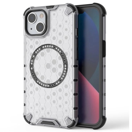 Husa transparenta pentru iPhone 14 - Techsuit HoneyComb Shield MagSafe - White