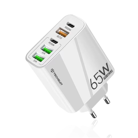 Incarcator Priza Multiport, USB, Type-C, 65W - Techsuit PentaXPower (CHC2) - White