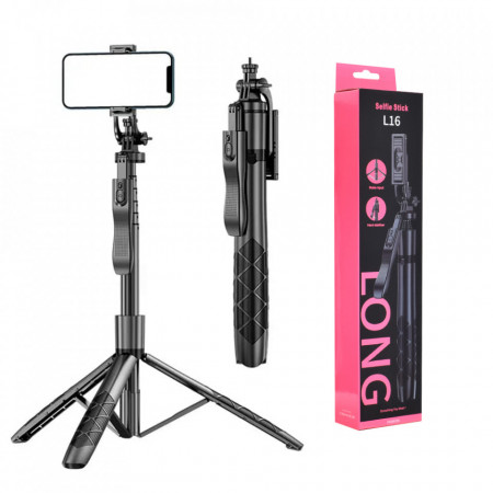 Selfie Stick Trepied Stabil cu Telecomanda si Surub 1/4, 157cm - Techsuit (L16) - Black