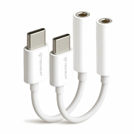 Adaptor Jack, USB-C, Plug&Play (set 2) - Techsuit MusicBox (AC18) - White