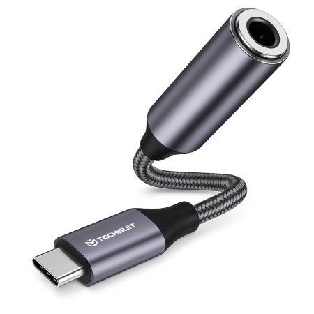 Adaptor Type-C, Jack, Hi-Fi, 3A, 0.1m - Techsuit MusicDoX (AC8) - Gray