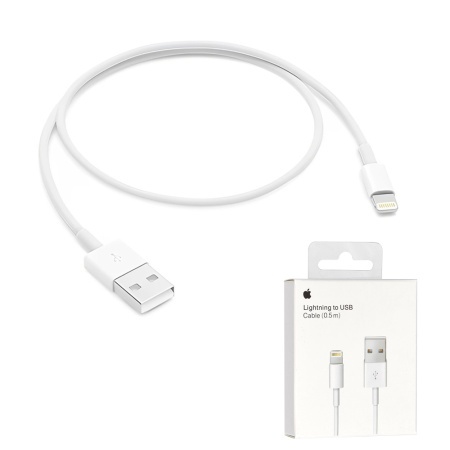 Cablu de Date Lightning la USB Original, 0.5m - Apple A1511 (ME291ZM/A) - White (Blister Packing)