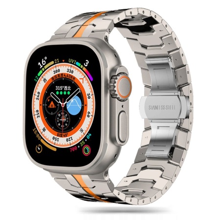 Curea pentru Apple Watch 1/2/3/4/5/6/7/8/9/10/SE/SE 2/Ultra/Ultra 2 (42/44/45/46/49mm) - Techsuit Watchband (W063) - Titanium Orange