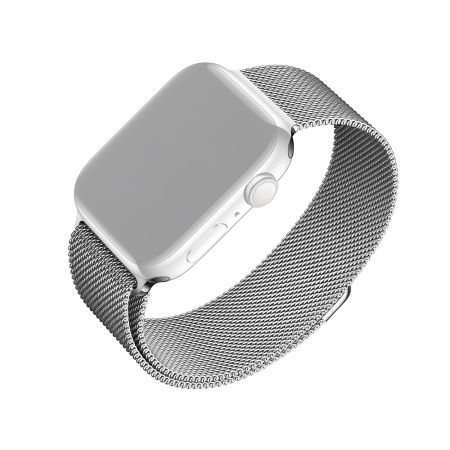 Curea pentru Apple Watch 1/2/3/4/5/6/7/8/9/10/SE/SE 2/Ultra/Ultra 2 (42/44/45/46/49mm) - Fixed Mesh Strap - Silver
